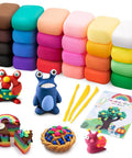 Colorful Clay Kit With 24 Colors And 3 Sculpting Tools No Bake Mess Free Craft Set For Kids And Adults with clay figures and guide