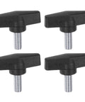 Straight Up Four Pack Tee Wing Knobs With M10 Thumb Screws And Beefy Steel Studs Featuring A Big Fifty Five Millimeter Twist Handle in flat black.
