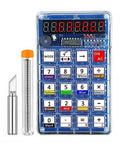 Hands On Soldering Practice Kit With 7 Digit LED Display Calculator And Resistor Decoder, Build Fun Electronics STEM Projects, Learn To Solder, Ideal For Adults Teens And Kids Aged 8 10 12 14 16 In Red. Clear acrylic enclosure with 7-digit LED, soldering kit parts visible.