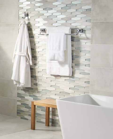 Townsend 24 Inch Double Towel Bar In Brushed Nickel Built From Durable Brass, installed in modern bathroom with towels