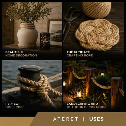 Twisted UnManila Rope Three Strand Polypropylene Cord One And A Quarter Inch By One Hundred Feet in decor and landscaping use.