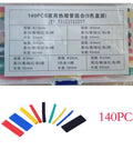 140 Pc Heat Shrink Sleeve Kit For Wire Repair, Flame Retardant Rubber Cable Wrap Tube, Electrical Insulation Sleeves With Stretchy Fit For Harsh Shop Environments And Quick Fixes Without Disconnecting Parts., 140-piece color heat shrink sleeves kit in plastic case