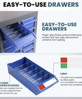 40 Drawer Parts Storage Cabinet For Garage And Workshop with easy-to-use ABS drawers, 200 dividers, and label system.