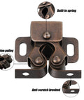 Heavy Duty 20 Piece Cabinet Door Latch And Catch Kit In Rich Brown Antique Copper Finish Solid Galvanized Steel with built-in spring and nylon pulley.