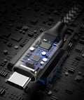 etguuds USB-A to USB-C charging cable, 3ft, 2-pack, gray with transparent connector housing showing circuitry