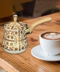 Stainless Steel Turkish Coffee Pot With Long Wooden Handle, Milk Warmer And Butter Melter, Multipurpose Kitchen Accessory
