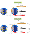 Wiring diagram for Latching Pushbutton Switch U19C1 1NO1NC SPDT On Off Metal Shell With Blue LED, showing soldering points and connections.