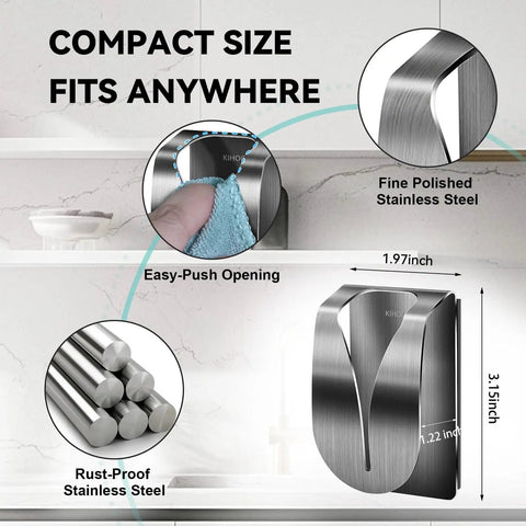 Magnetic Towel Hook Holder Set For Refrigerator And Kitchen Super Strong Magnets Keep Towels Secure Stainless Steel Dish Rag Hanger