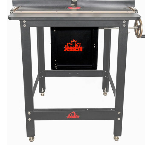 Killer Dual Intake Dust Box For Router Table Rig Equipped With Heavy Duty Dual Ports and Fast Shop Vac hookup under router table.