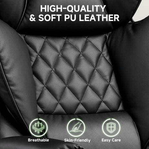Big And Tall Leather Office Chair With Footrest High Back Ergonomic Gaming Chair Pocket Spring Lumbar Support detail