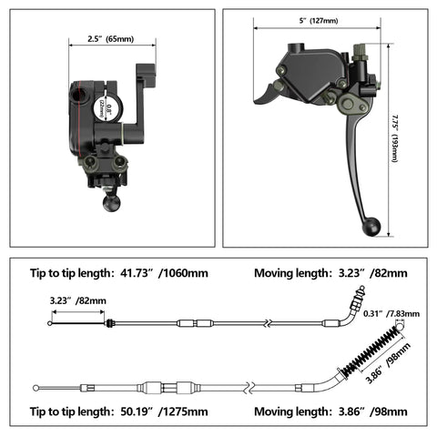 ATV Thumb Throttle And Brake Cable Kit With Full Metal Speed Governor, Front Drum Brakes Compatible, Quick Install For 50cc To 250cc Quad, Go Kart, And 7/8 Inch (22mm) Handlebars