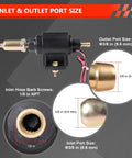 12V Electric Fuel Pump For Cars, Trucks, Boats And Generators, Delivers 2 To 3.5 PSI, 28 GPH Flow, 3/8 Inch Inlet and Outlet Sizes
