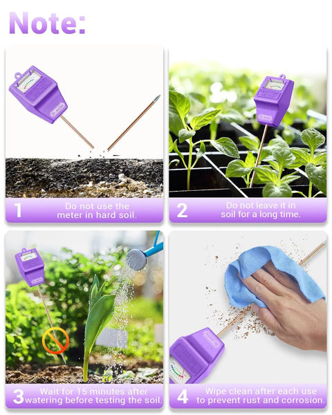 Soil Moisture Meter For Plants And Garden Hygrometer Water Sensor instructions for use and maintenance illustrations.