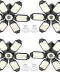 4 Pack 220W LED Garage Lights Deformable Ceiling Shop Lights With E26 Base Ultra Bright Basement Warehouse Workshop Lighting Kit Easy Screw In Install Wide Coverage Durable Aluminum Design