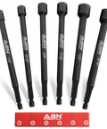 Impact Nut Driver Set Six Piece SAE Long Shank With Magnetic Tips And Sockets One Quarter Inch Hex Shank Six Inch Reach