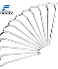 Heavy Duty Aluminum Tent Pegs Set, 12 Pack With Hooks, 7 Inch Hexagon Rod Stakes for Hard Ground in fan shape display