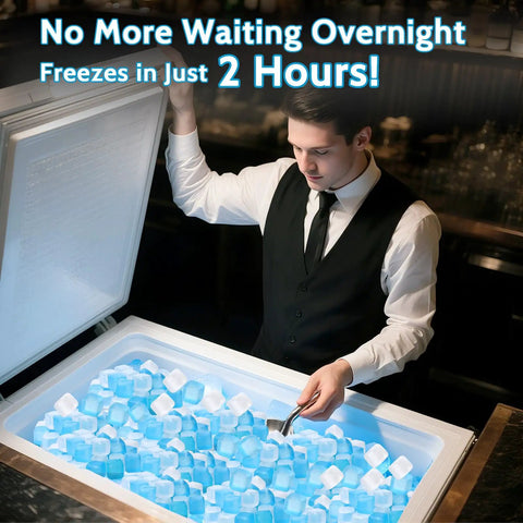 Person using 360 Pack Reusable Ice Cubes For Camping And Ice Baths, 12 Lb Set For Muscle Recovery, Facial Cooling.