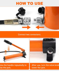 Nilight 20T hydraulic jack porta power kit, orange with two metal connectors and manual pump