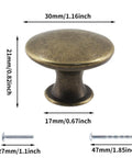 8 Piece Antique Bronze Kitchen Cabinet Knobs Set, 30mm Vintage Round Drawer Pulls For Dresser Cupboard And Bathroom Cabinets