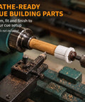 8 Piece Pool Cue Shaft Collet Set For Lathe Work And Maintenance shown during cue building on lathe