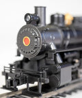 Front view of USRA 0-6-0 Old-School Steam Locomotive with Slope Tender and Operating Smoke Unit Santa Fe ATSF 2034 HO Scale Model