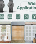 Bi-Folding Sliding Barn Door Hardware Track Kit 72 Inch For Four Doors In Black Finish, used in bedroom, kitchen, closet