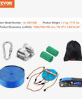 52 Ft Backyard Zipline Kit For Kids And Adults Up To 330 Lb with swing seat, handlebar, safety harness, and accessories displayed
