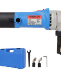 16 Gauge Electric Metal Shearing Machine With Beefy 500 Watt Power And 360 Degree Rotating Cutter, blue finish, with accessories