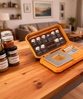 Ultra Accurate Digital Gram Scale For Jewelry And Coins, Pocket Size Scale With 200 X 0.01g Precision, orange design with spices.