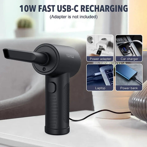 2 In 1 Cordless Air Duster With 120000 RPM Turbo Power And 7600mAh Battery Rechargeable Dust Blower for Keyboard cleaning