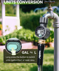 Super Handy Water Flow Meter With Five Percent Accuracy For RVs, Garden Hoses, Pools, Lawn Sprinklers And Nozzle Sprayers attached to faucet