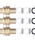 3/4 Inch Garden Hose Repair Connector Set, brass fittings for 3/4 or 5/8 inch hoses, including leak proof threaded joint with washers.