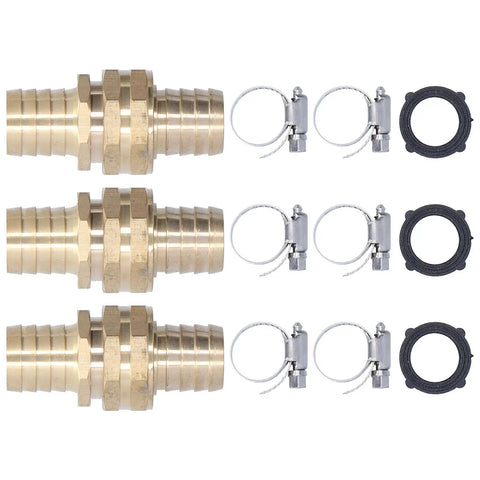 3/4 Inch Garden Hose Repair Connector Set, brass fittings for 3/4 or 5/8 inch hoses, including leak proof threaded joint with washers.