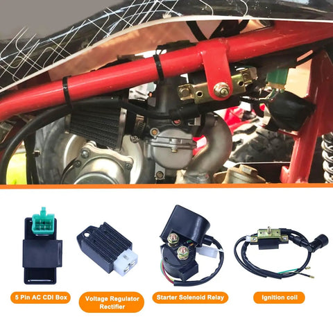 PZ20 Carburetor Kit With Air Filter CDI Box Ignition Coil Starter Solenoid Relay And Voltage Regulator for 50cc-125cc Chinese ATVs