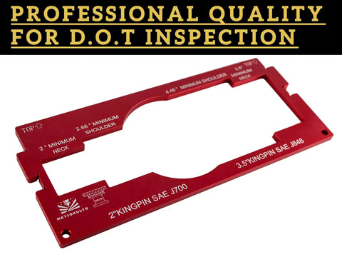 King Pin Wear Gauge for 2 Inch and 3.5 Inch Pins Aluminum Alloy Construction Undersized Diameter Detection Tool for Trucks and Trailers Includes 360 Degree Rotation for Accurate Diameter Check red aluminum gauge for DOT inspection