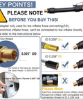 Heavy Duty Air Inflator Hose Adapter Converting Twist On Valve To Lock On Tire Chuck Connector, 0.305 OD for tire inflators.