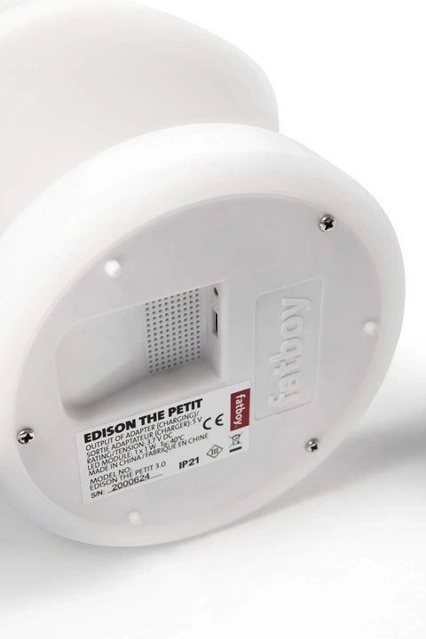 Bottom view of Petit Rechargeable LED Lamp 2 Pack showing IP21 rating label and drip-proof base.
