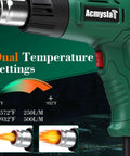 Pro Grade Heavy Duty Heat Gun Kit With Dual Temperature 572F To 932F 300C To 500C Overload Protection shown with nozzles.