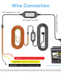 Diagram of Hardwire Kit With 8 Fuse Tap Pack And Type C Port For Dash Cams, showing wire connections and voltage details.