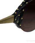 Fire Up The Backyard With This Heavy Duty Wood Fireplace Bellows And 15.5 Inch Air Blower featuring a black leather strap and gold studs.