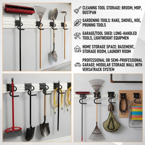 4 Pack S Hooks For Wall Storage System Heavy Duty Curved Pivot Garage Hooks With Non Slip Coating organizing tools on wall.