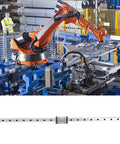MGN12H Black Miniature Linear Rail Guide 12mm Width with Slide Block on automated factory line, Compact Linear Motion Rail System (500mm)