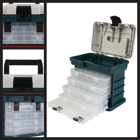 Ultra Handy Portable Tool Box Small Parts Organizer With Four Removable Drawers And Customizable Compartments for storage