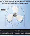 9 7/8 X 10 1/2 Inch Aluminum Boat Propeller For Yamaha Outboards 20 HP 25 HP 30 HP Right Hand 3 Blades White
