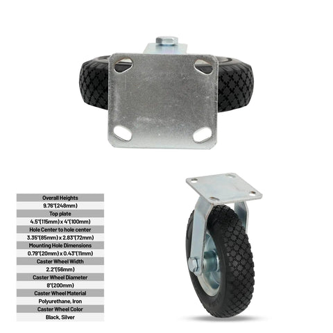 Rock Solid 8 Inch Flat Free Foam Filled Rubber Rigid Caster Packing 250 Pound Capacity And Double Ball Bearings For A Slick Roll And Zero Floor Scratches On Any Site