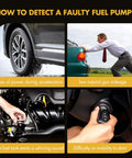 How to detect a faulty fuel pump with signs like loss of power, low mileage, whining sound, and starting difficulties.