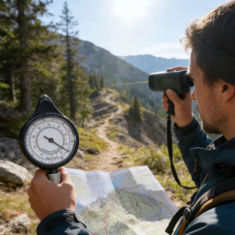 Heavy Duty Rock Solid Map Distance Measurer Built Like A Tank For Spot On Tracking And No Sweat Handling On Rough Outdoor Job Sites By Seasoned Surveyors And Engineers in use outdoors.