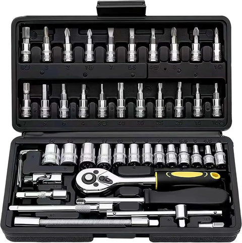 Open case of Beefy 47 Piece General Home And Auto Repair Tool Kit Set With Drawer Storage Case Built For Homeowners DIYers And Handymen