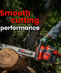 Person using 22 Inch Gas Chainsaw With 58cc 2-Stroke Engine, Aluminum Frame, Automatic Chain Oiler, Quick Release Air Filter