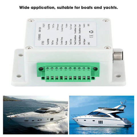 Top Notch NMEA2000 Converter For Boats And Yachts IP67 9-32V DC Box shown with two marine vessel images